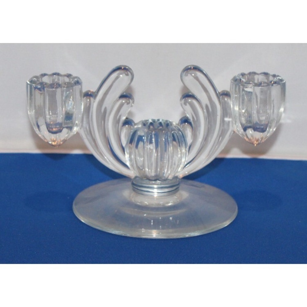 vintage Heisey Crystolite 3-lite candle stick holder